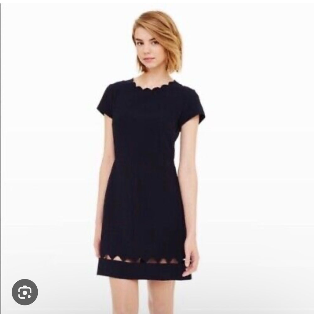 Club Monaco Milancey Scalloped Black Mini Dress